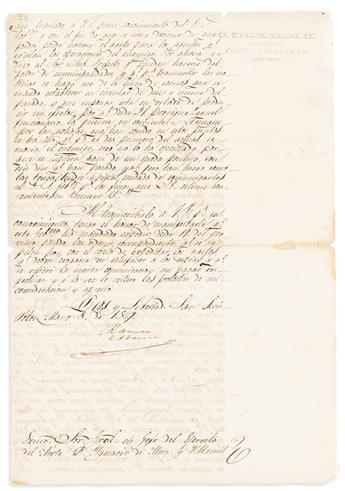 (MEXICAN-AMERICAN WAR.) Ramon Adame. Letter warning of the approach of 10,000 perfidious American enemies from the north.